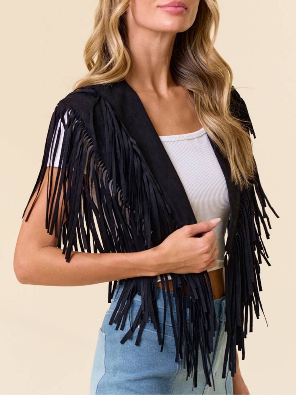 Black Western Fringe Shrug Collar